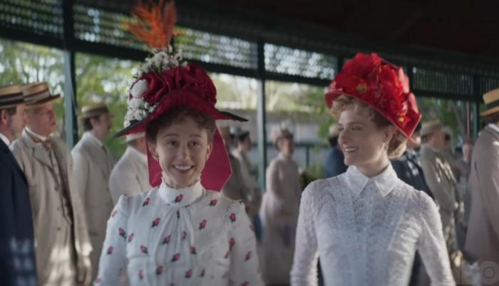 Taissa Farmiga Gilded Age Gladys Russell Bonkers Hat.jpg